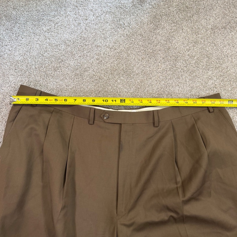 Lauren Ralph Lauren Dress Pants Men 48R Brown Wool Cashmere Pleated Cuffed Luxe - Picture 3 of 7